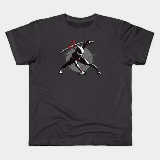 Cartoon Ninja on the Attack Kids T-Shirt